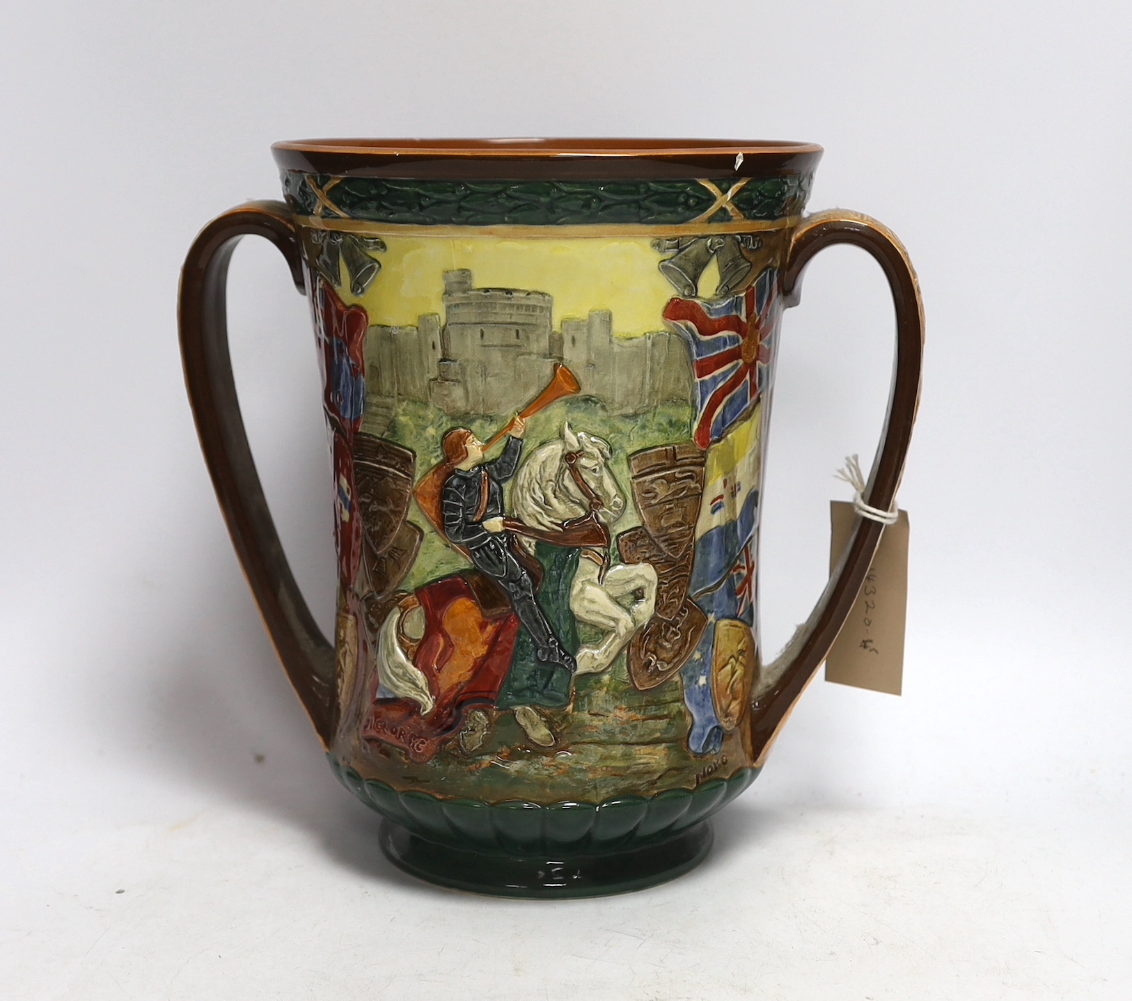 A Royal Doulton Edward VIII coronation loving cup, 26cm (a.f.)